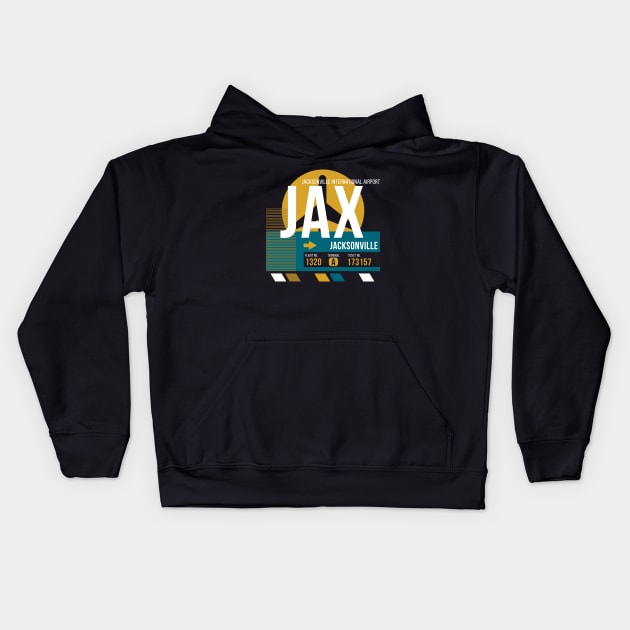 Vintage Jacksonville JAX Airport Code Travel Day Retro Air Travel Kids Hoodie by Now Boarding